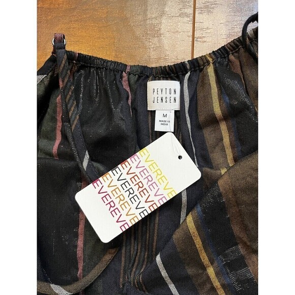 Evereve Peyton Jensen Black Multi Stripe Cami Tank Shirt NWT Sz M - Picture 3 of 6